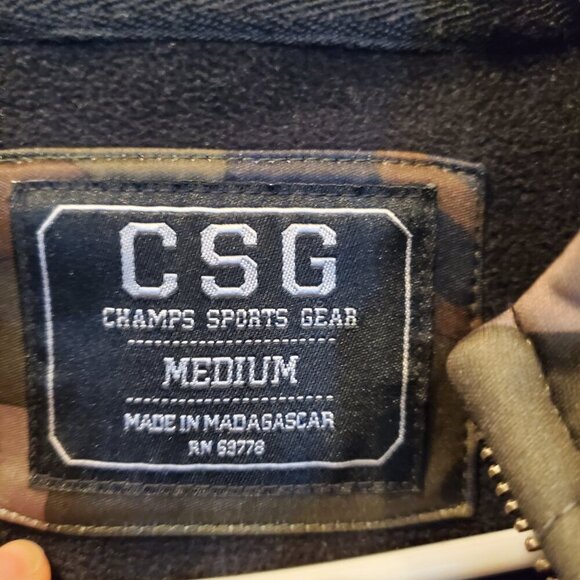 CSG Champs Sports Gear Camo Hoodie Jacket | Full Zip | Sportswear Fleece lined M - Picture 5 of 11